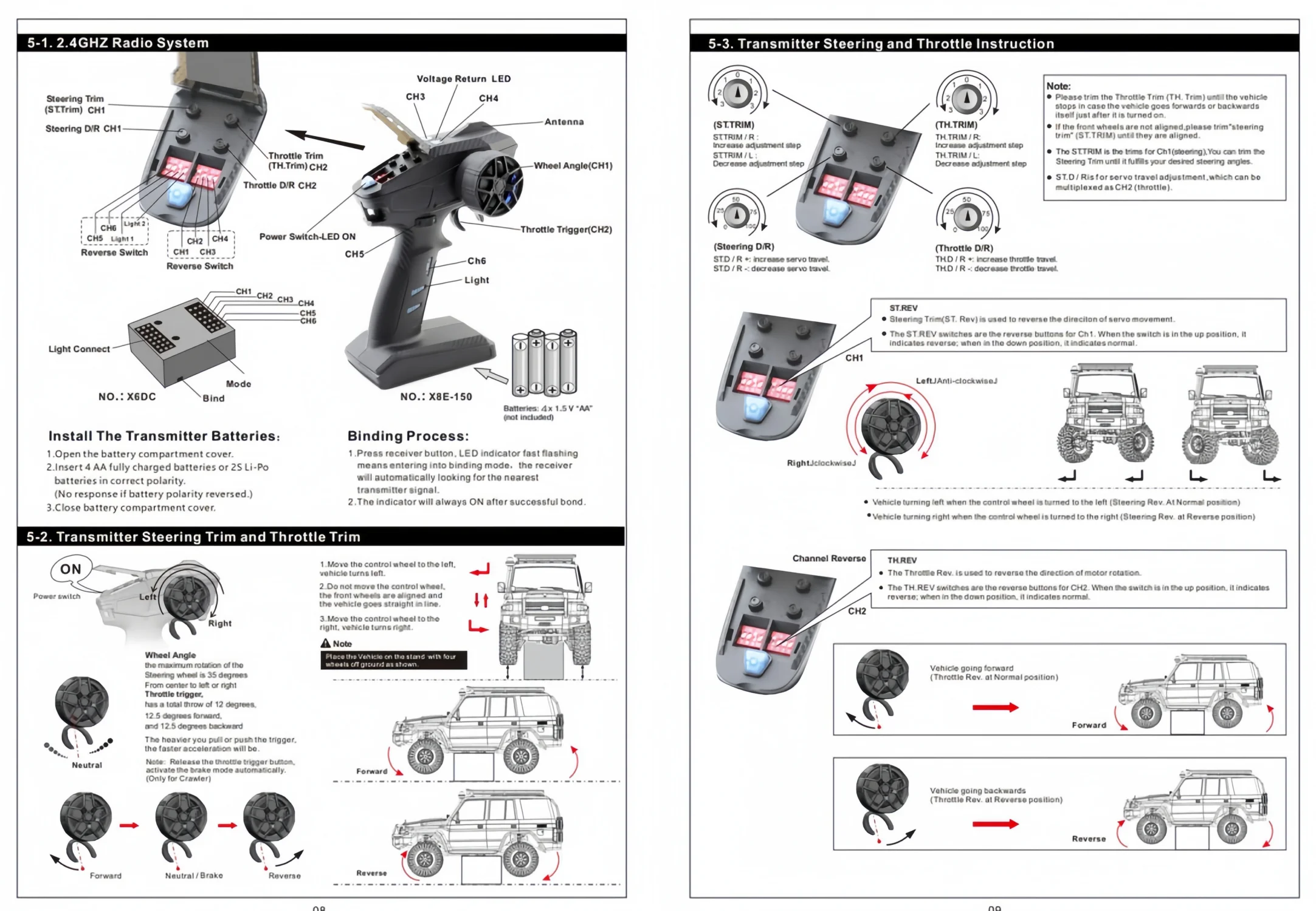 RGT RC Original  Accessories X8E(GS07) Radio/Receiver X8E For EX86130 EX86190 EX86150 1/10 4WD Electric Remote Model Ca