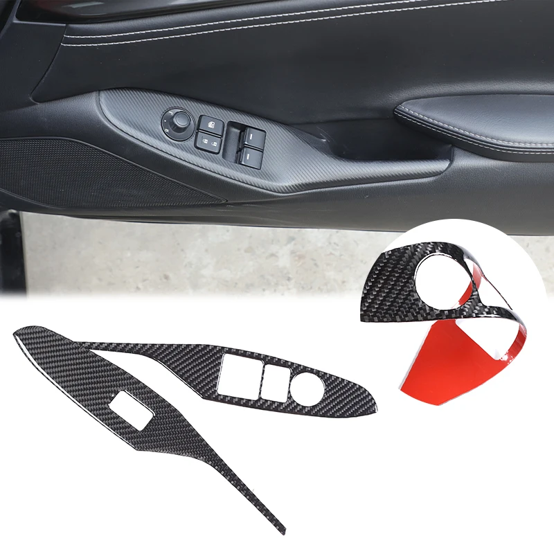 Window Switch Bezel Trim Cover Soft Real Carbon Fiber Power Window Control Frame Decor For Mazda MX-5 Roadster 2016-2026 RHD