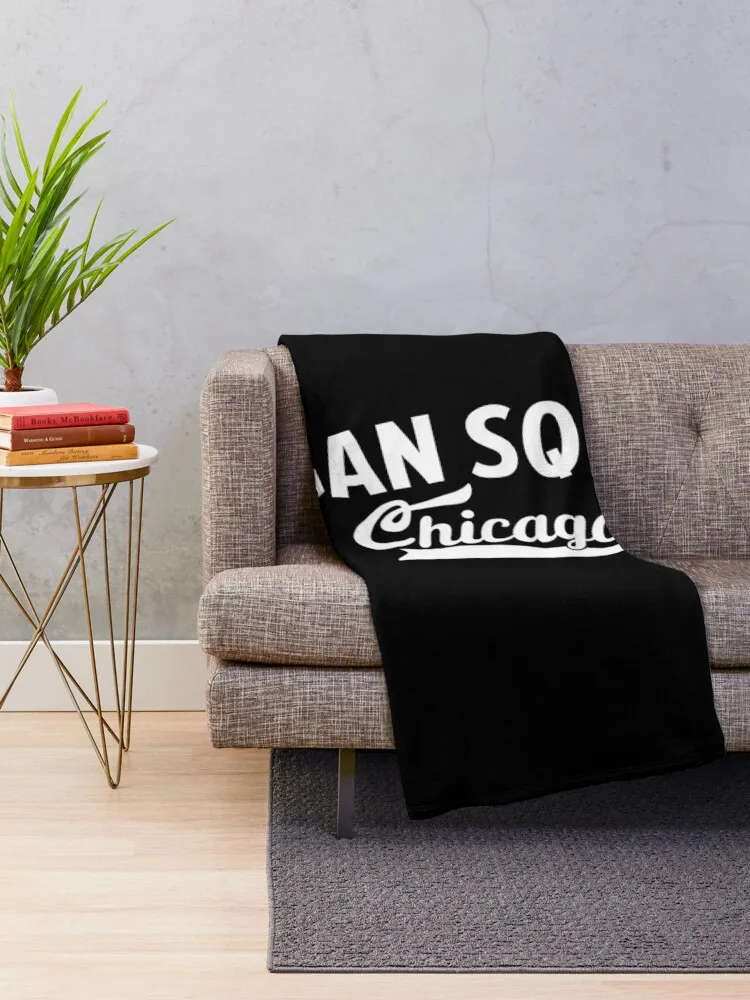 Logan Square Chicago Minimal Logo Design - Chicago Neighborhood Series Throw Blanket Luxury Throw Plush Flannels Blankets