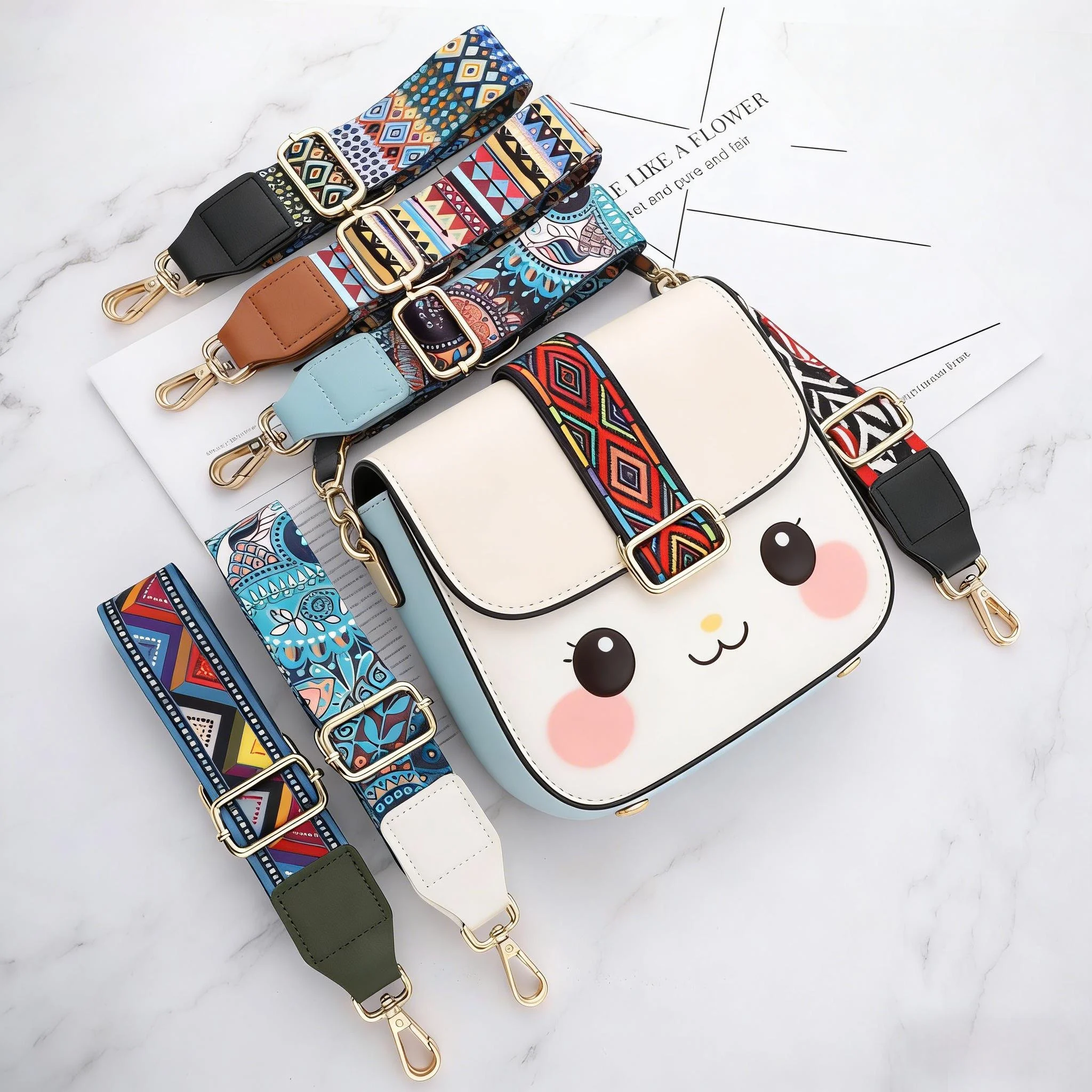 Exotic Pattern Wide Shoulder Strap Replacement Strap for Handbags and Backpacks