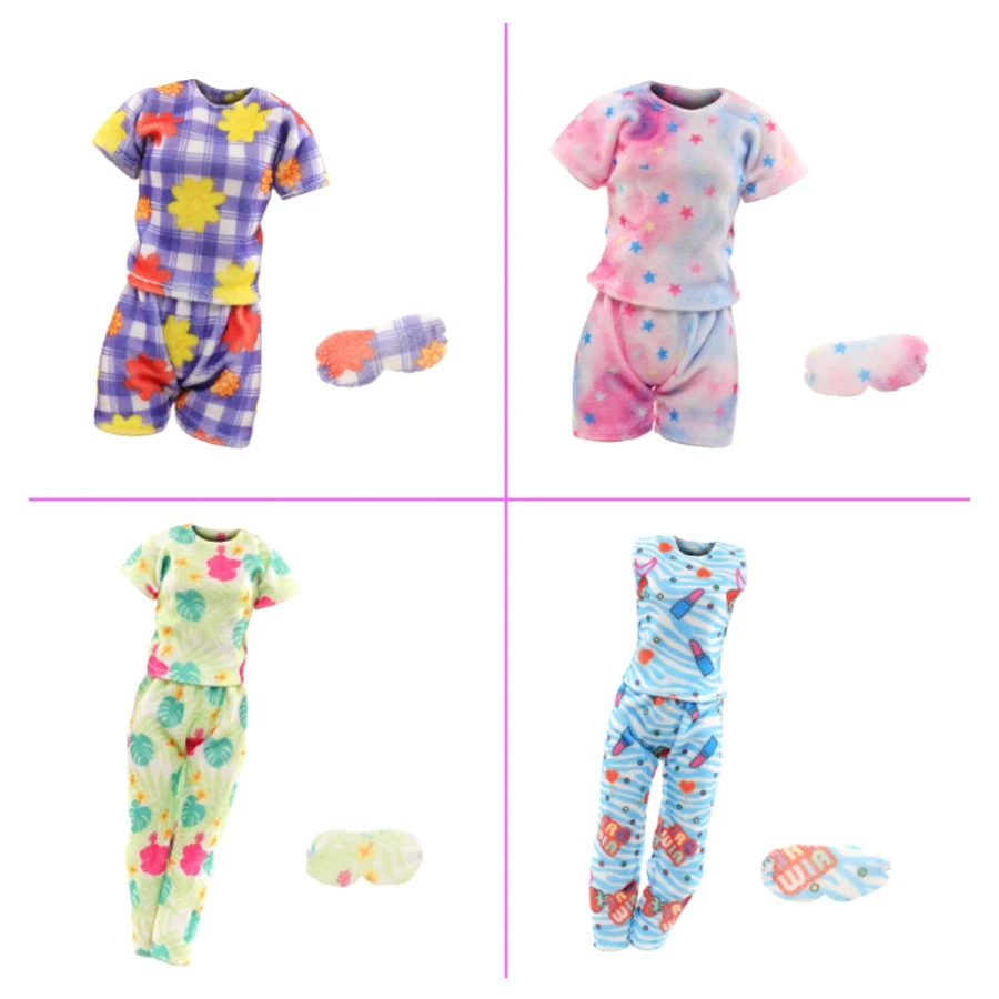 7 Stück 11,5 Zoll/30 cm Puppenkleidung und Schuhe = 4 Pyjamas, 1 Bademantel, 2 Hausschuhe, handgefertigt, Geburtstagsgeschenk, Weihnachtsgeschenk, Rollenspiel – Detail 3
