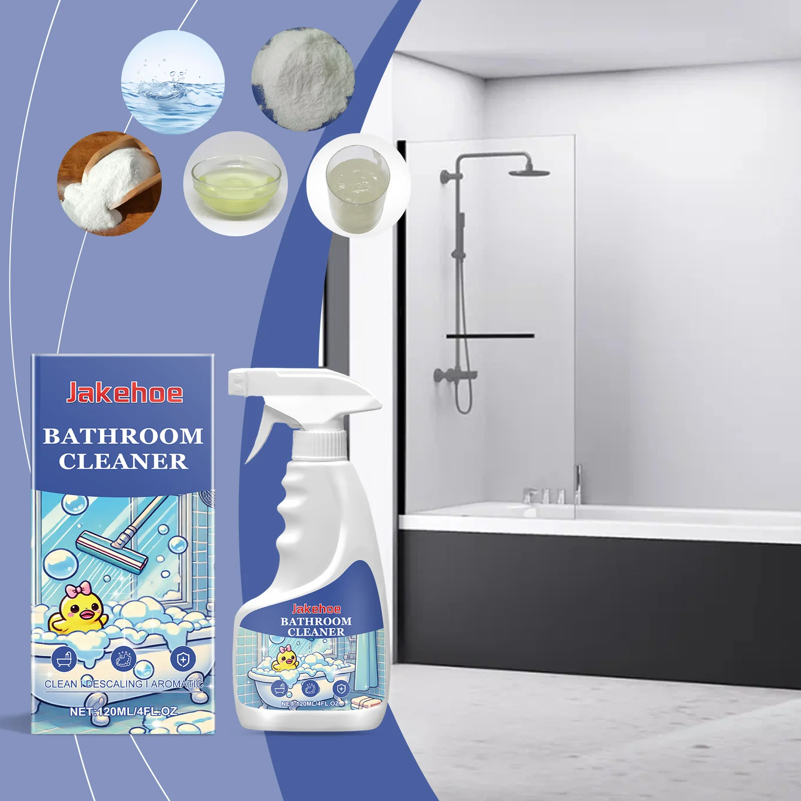 

Bathroom Descaler Spray - Tile Glass & Bathtub Cleaner Removes Hard Water Stains Soap Scum - Multi-Surface Safe & Fast Cleaning