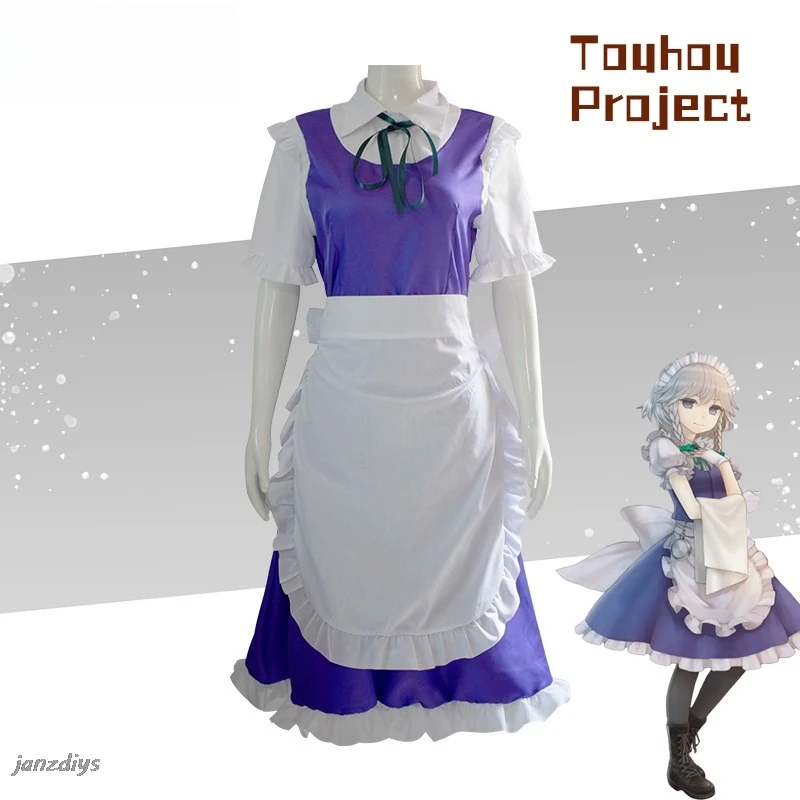 

Izayoi Sakuya Adult Costume Touhou Project Woman Maid Outfit Anime Cosplay Custumes Women's Costumes Halloween Kid Cosplays Men