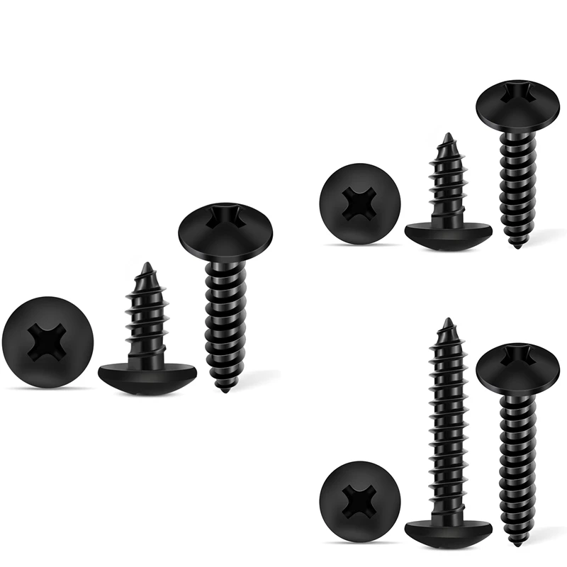 

100PCS 18-8 (A2) Stainless Steel Truss Headphillips Wood Screws,Black Coated Full Thread Durable