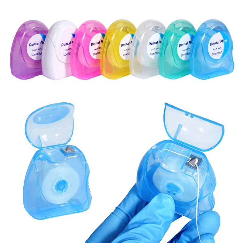 1PC 50 Meter Dental Floss with Multiple Colors in A Box for Oral Cleaning, Consumables for Removing Dental Dirt