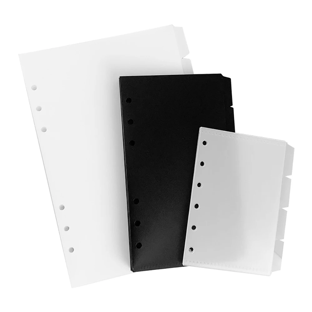 Loose Leaf Notebook Binder Índice Divisores, Documento Arquivo Bag, Artigos de papelaria Material de Escritório, A6, A6, A7