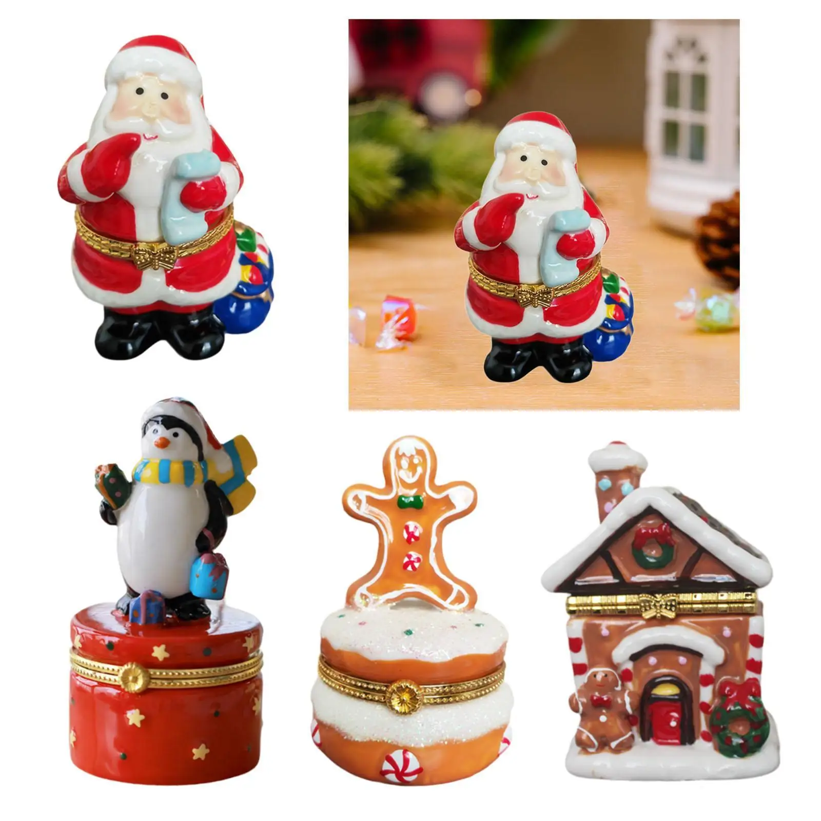

Christmas Jewelry Trinket Box Hinged Unique Xmas Gift Collection Jewelry Box