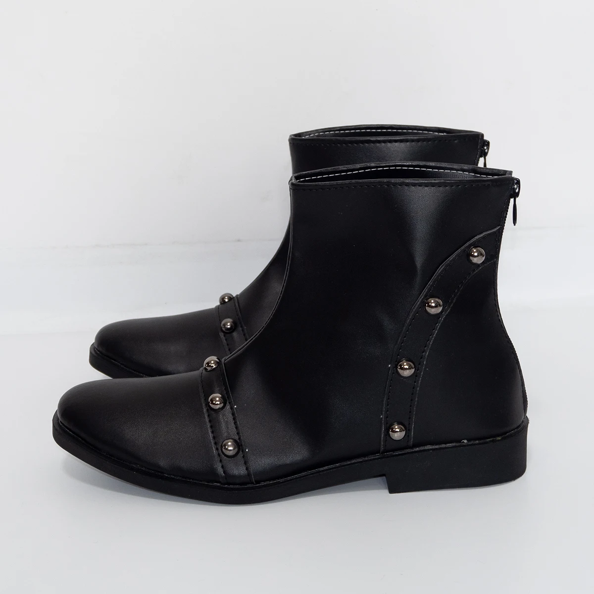 Yu-Gi-Oh! yugioh Yami Yugi Mutou Yugi Muto Cosplay Shoes Anime Black Studded Ankle Boots S008
