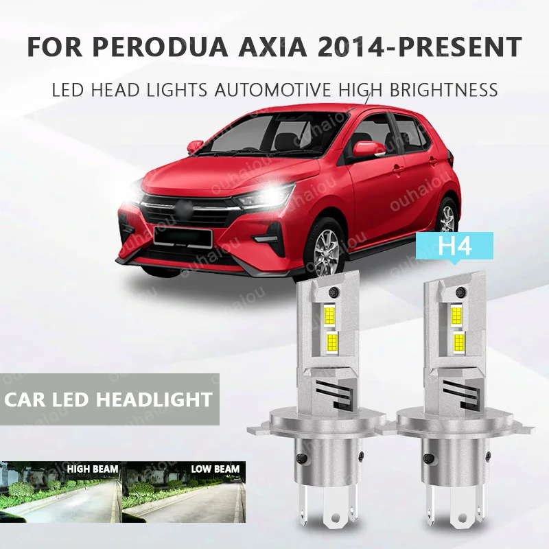 

2Pcs H4 LED Headlight LED Lights Head Lamp for Car LED Headlight Bulb with heat sink For Perodua AXIA 2014-PRESENT