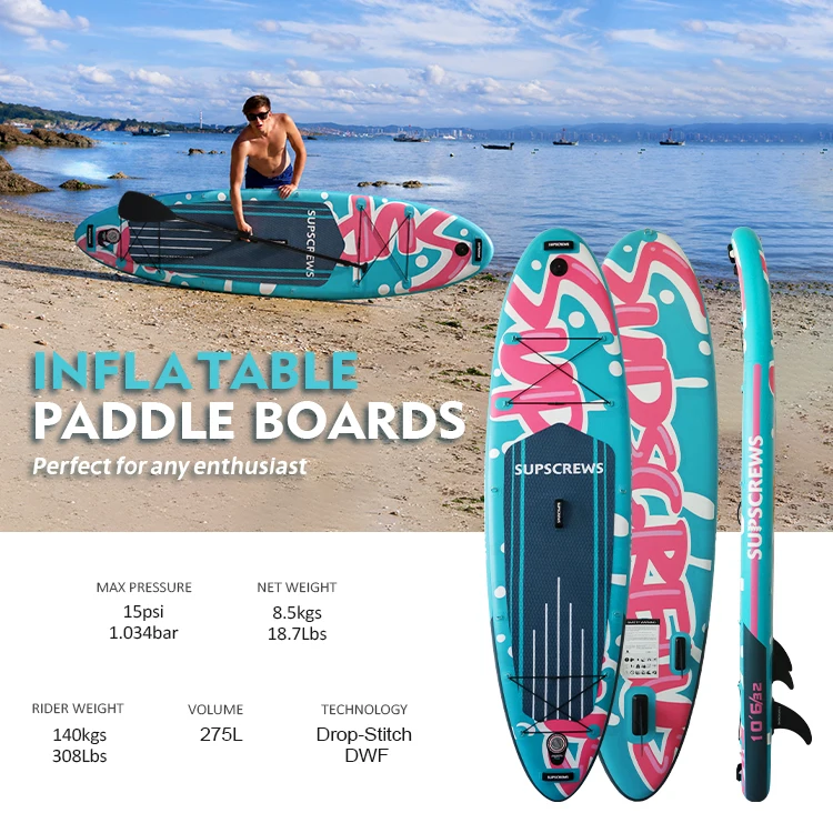 15PSI Rigid Touring Inflatable SUP Paddle Board With Action Camera Mount & Rubber Valve