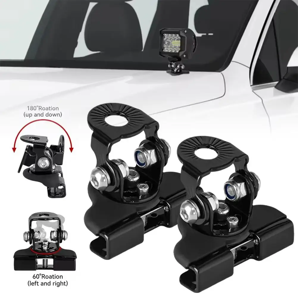 2pcs Auto A-Pillar LED Light Brackets - Universal Clamp Mount for Vehicle Hood and Engine Bay C9Q9