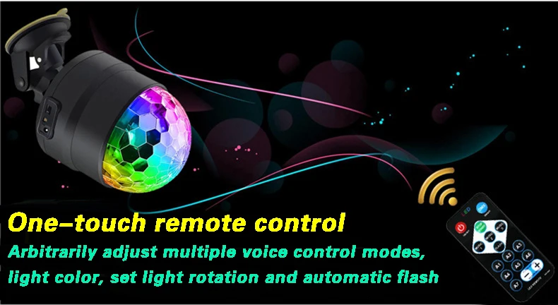 Magic ball atmosphere light car music rhythm DJ light wireless remote control LED color light USB voice control decorative flash