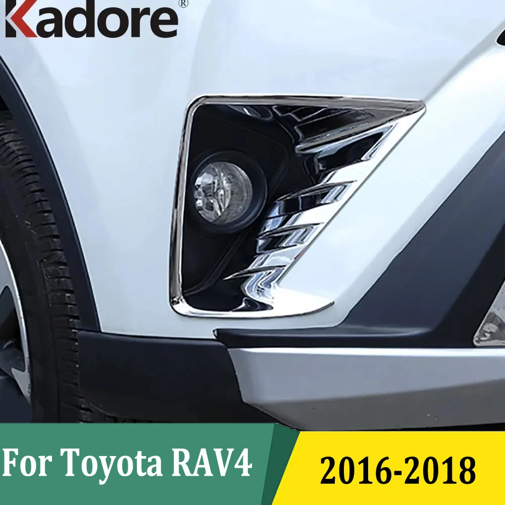 Front Fog Lights Lamp Cover Trim For Toyota RAV 4 RAV4 2016 2017 2018 Chrome Foglamp Frame Stickers Decoration Car Styling