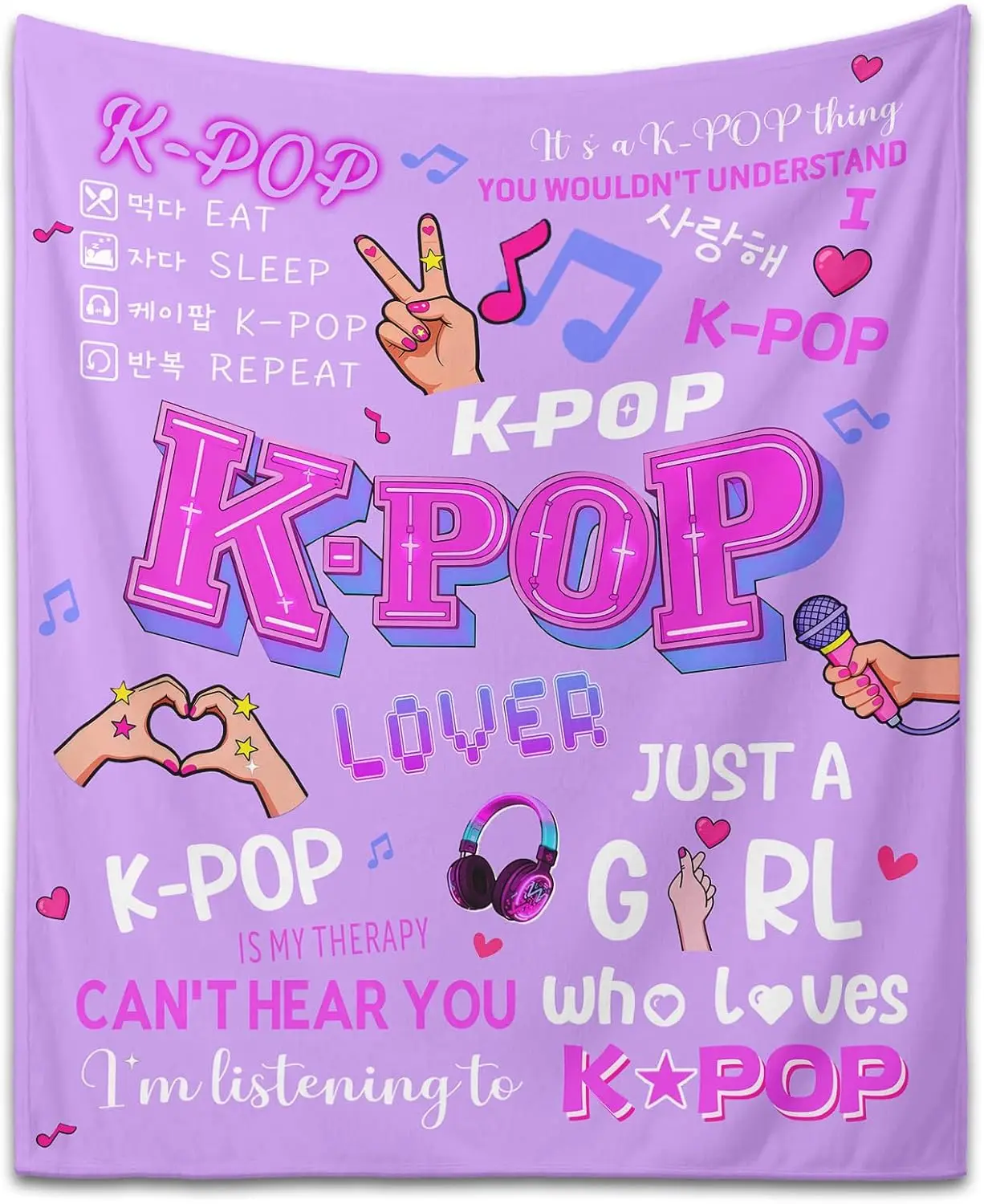 Kpop Fan Merch Aesthetic Lyrics Blanket Throw Polyester Soft Fleece Decorative Plush Cozy Couch Bed Decor Gift for Pop Culture L