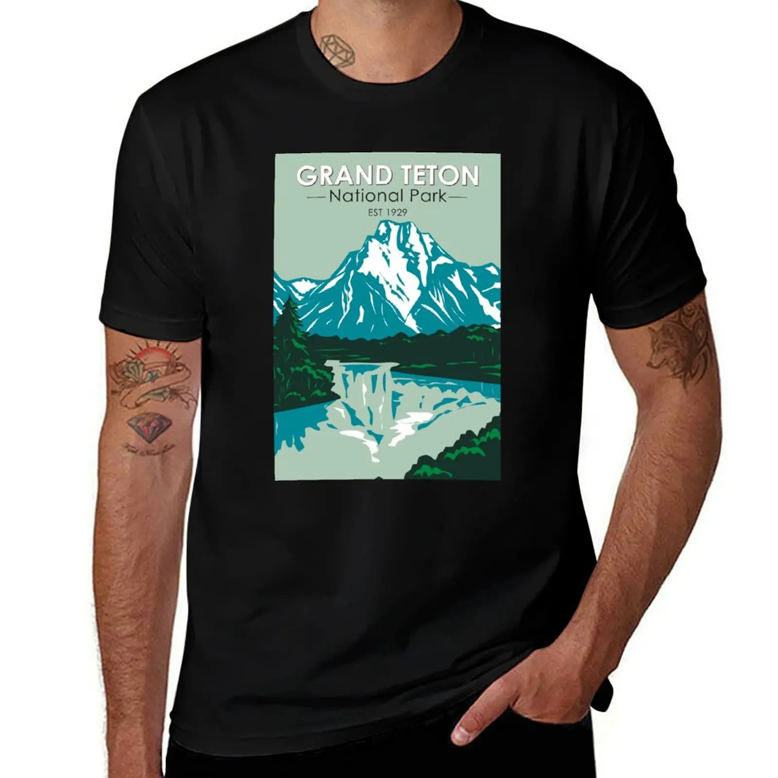 

Grand Teton Jackson Hole Valley National Park Wyoming Vintage T-Shirt t shirt for man t shirts with prints