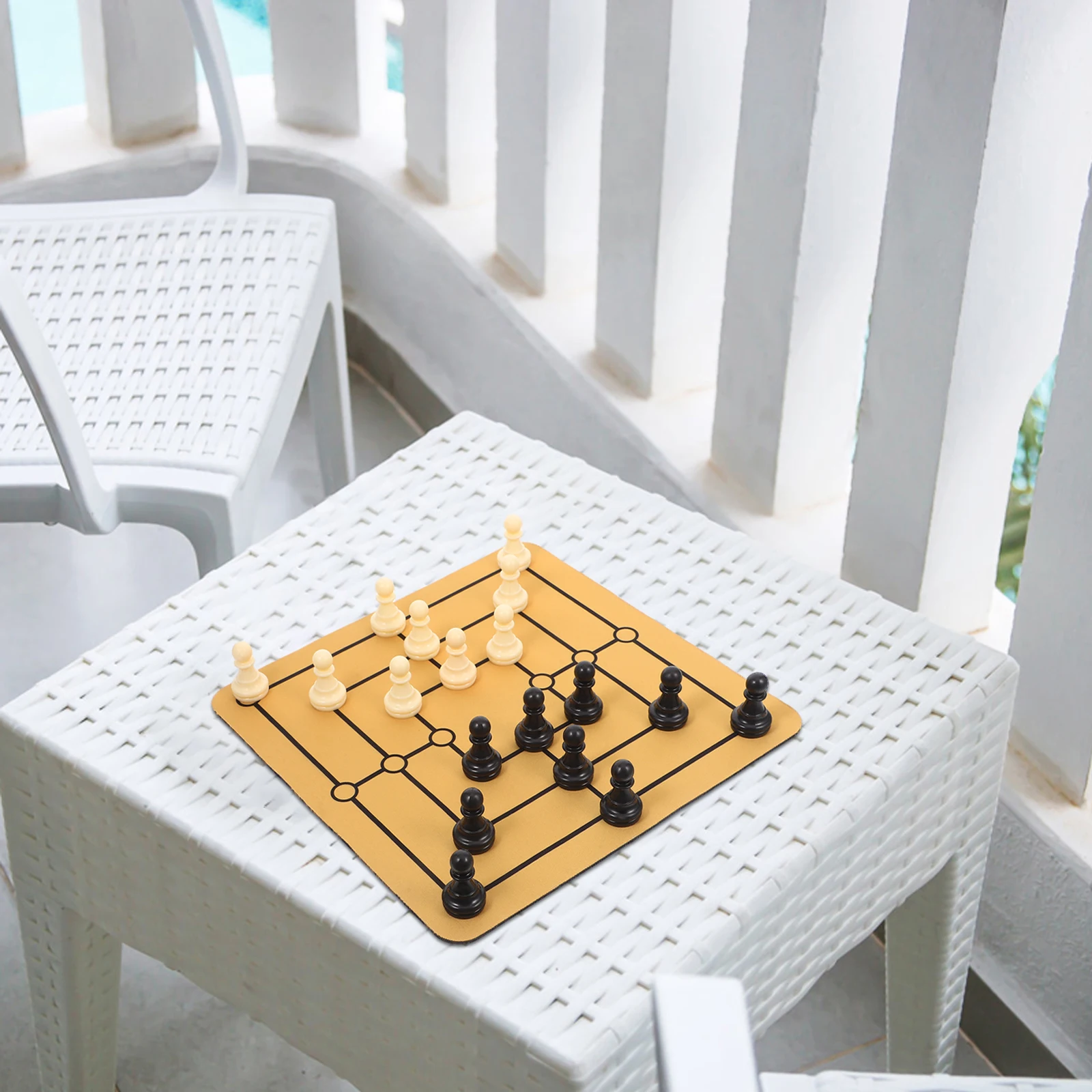 

Nine Pieces Chess Entertainment Board Game Desktop Chessboard Fun Rubber Family