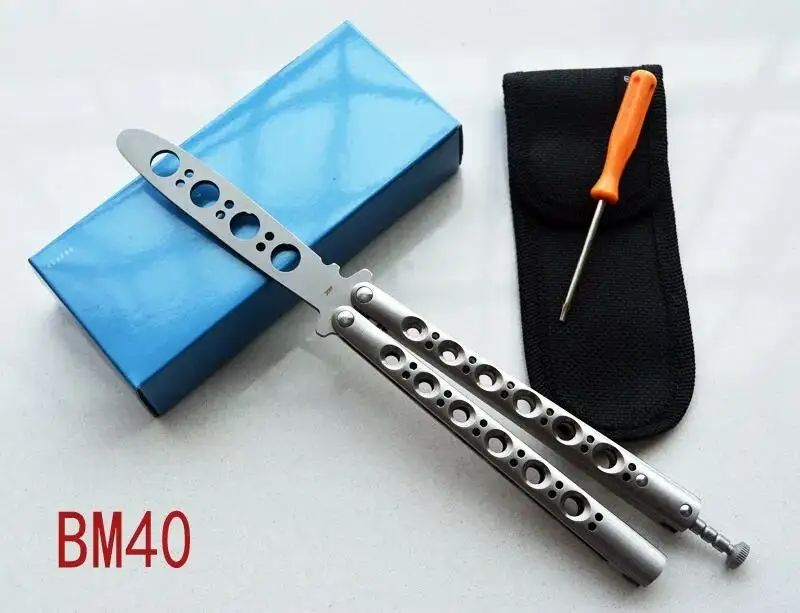 

2Models BM40 Trainer Folding Knife 3.74" 440C Plain Blade, Stainless steel Blue-Hole Handles For BM42 BM43