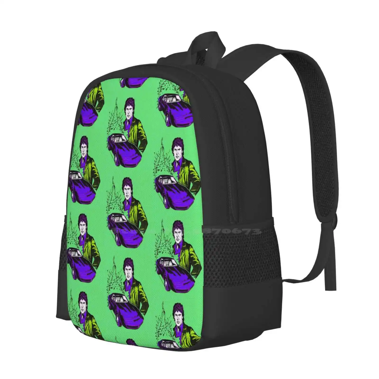 Knight Rider Hot Sale Schoolbag Backpack Fashion Bags Green Purple David Hasselhoff Baywatch Knight Rider Retro Vintage