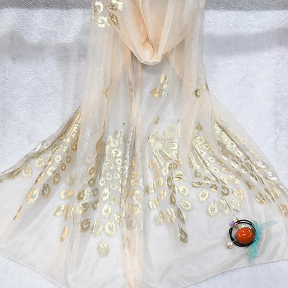 Peacock Print Summer Women Chiffon Scarf High Grade Light Fashion Sunblock Scarf Long Lady Scarf Shawl Beach Towel Silk Scarves