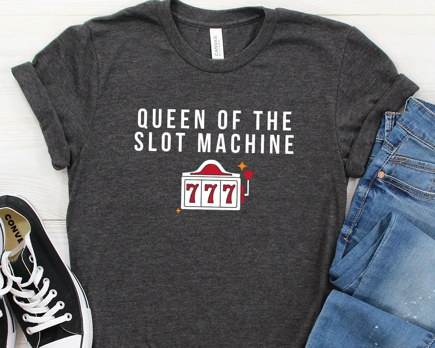 Queen of the Slot Machine T Shirt Casino Slots Funny Vegas