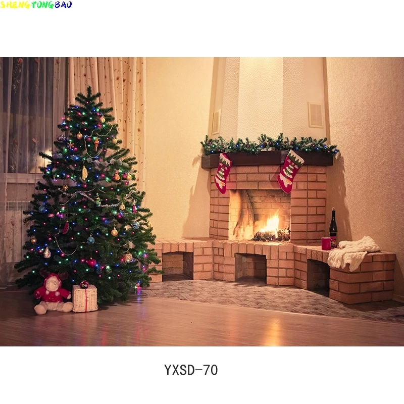 Kerstboom Open Haard Kinderen Voor Foto-Achtergronden Shengyongbao Kerst Indoor Thema Fotografie Achtergrond YXSD-03