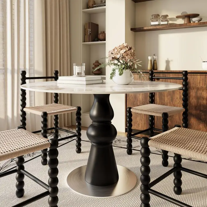 طاولة طعام مستديرة حديثة مقاس 39 بوصة - طاولة مطبخ صغيرة ملونة تتسع لـ 2 إلى 4 أشخاص، مثالية لغرفة الطعام أو زاوية الإفطار أو