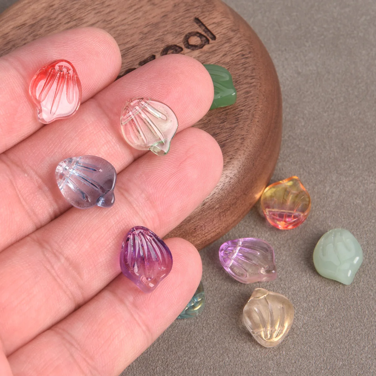 20PCS Petal Shape 15x12mm Lampwork Crystal Glass Loose Pendants Beads For DIY Flower Jewelry Making Findings