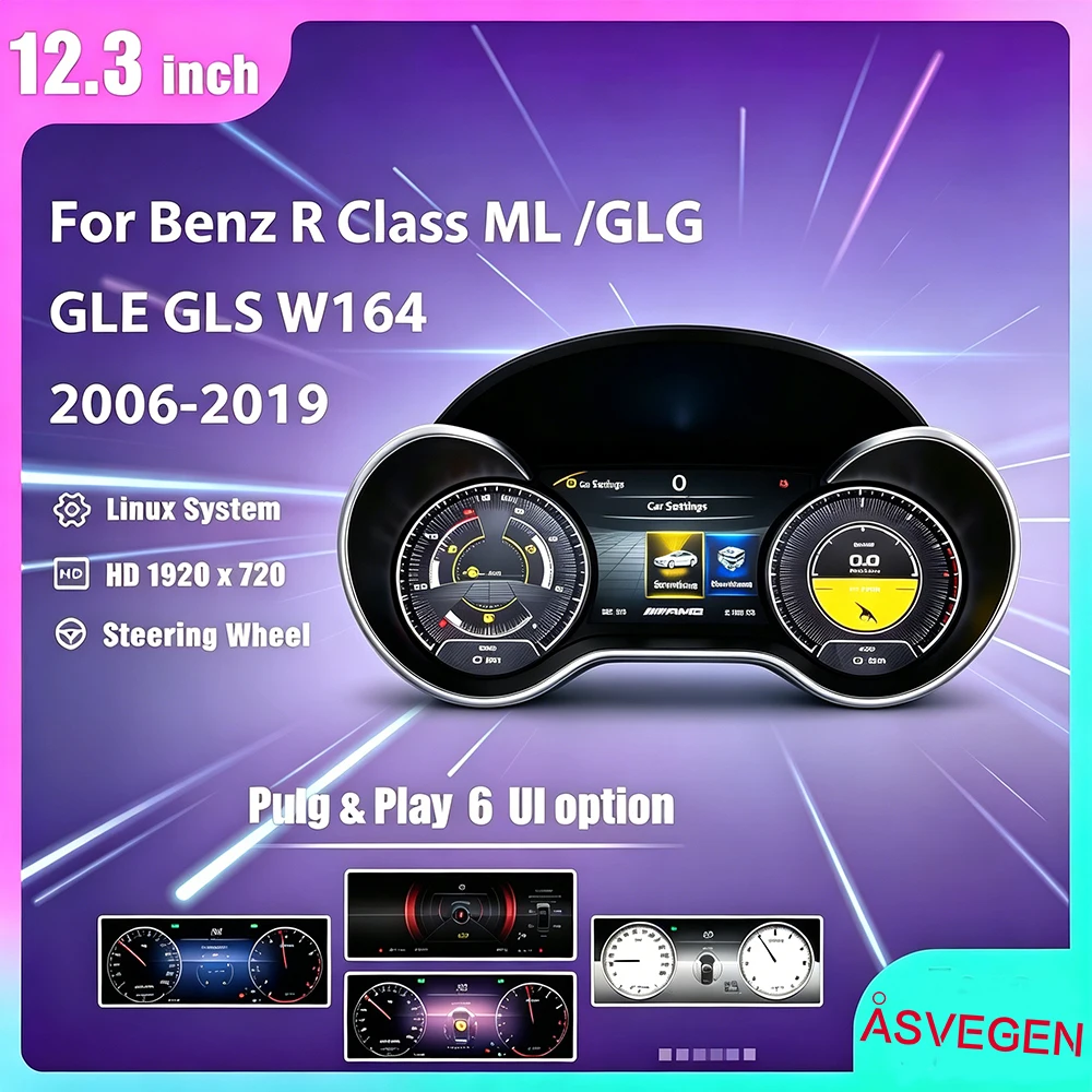 For Benz R Class ML GL G GLE GLS W164 W166 W463 2006-2019 LCD Digital Instrument Cluster Dashboard Panel Cockpit 12.3inches