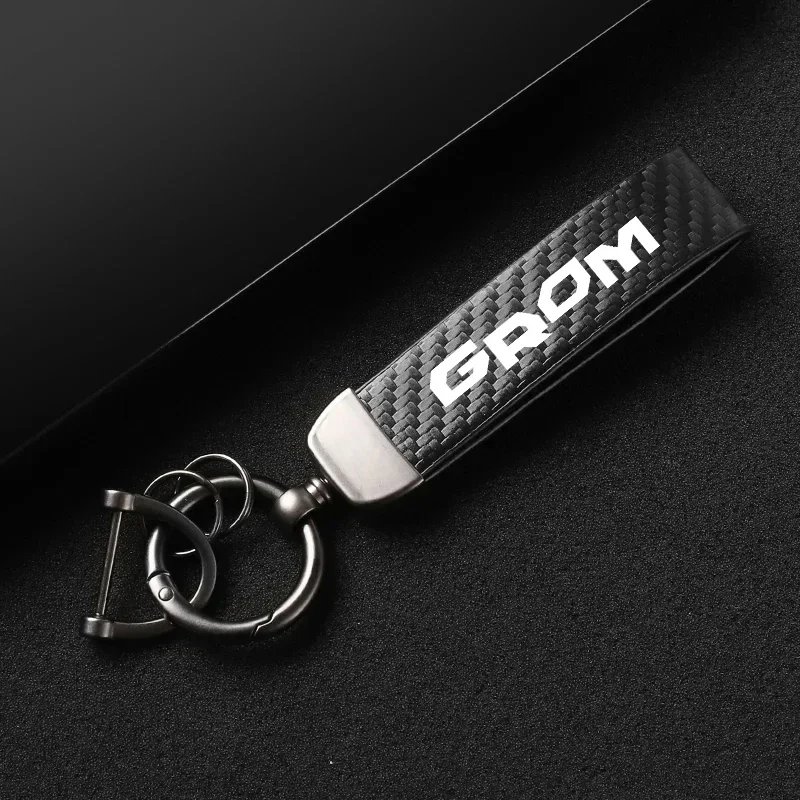 New Leather Carbon Fiber Motorcycle Key Chains KeyChain Honda GROM MSX125 MSX 125 ABS 2013-2024 2021 2022 Keychain Keyring