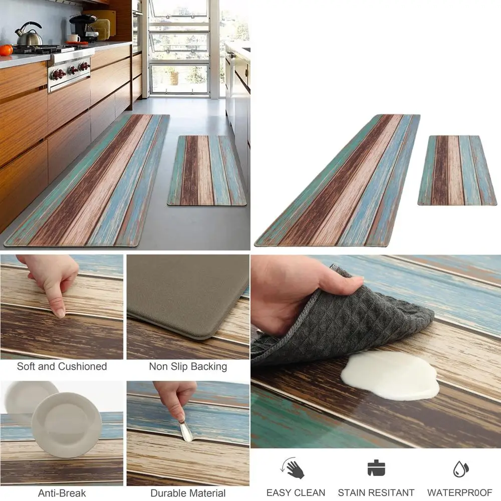 

Нескользящие кухонные коврики с двойной подушкой — комфорт в стиле фермерского дома, 17,3x29x0,4 и 17,3x59x0,4