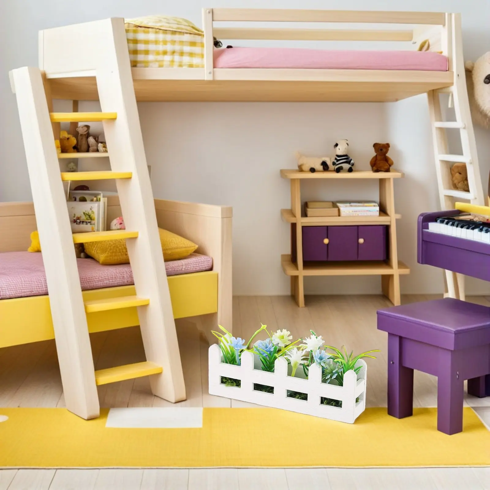 

Набор из 4 миниатюрных деревянных заборчиков для кукольного домика, балкона, оконной коробки, искусственных цветов и бонсай