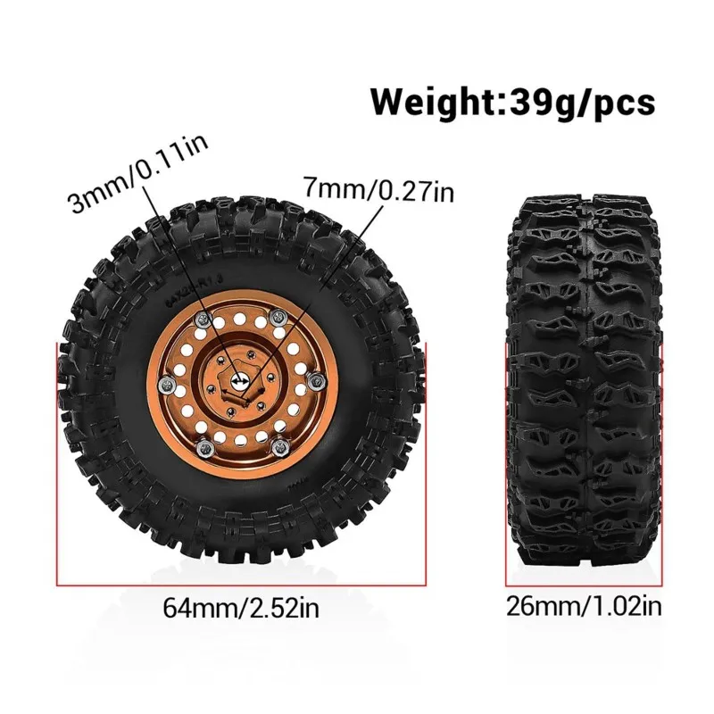 

Комплект для модернизации радиоуправляемых машинок: колесные диски 1.3 дюйма и шины для 1/18 RX4M SCX24 FMS Ascent-18, аксессуары для радиоуправляемых машинок W343-Y44A