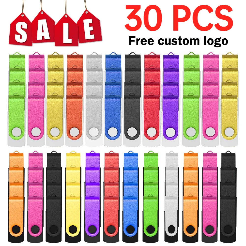 30pcs/lot New Arrivals Usb Flash Drive 64GB 32GB 16GB 8GB Pen Drive Metal Silver U Disk Cel Usb Stick Gift Free Custom Logo
