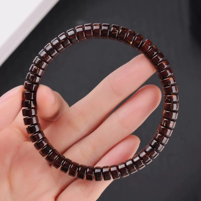 Chinese Style Lucky Blessing 4mm Straight Cut Purple Golden Rat Bodhi Seed Beaded Bracelet Unisex Spiritual Prayer Wristband For