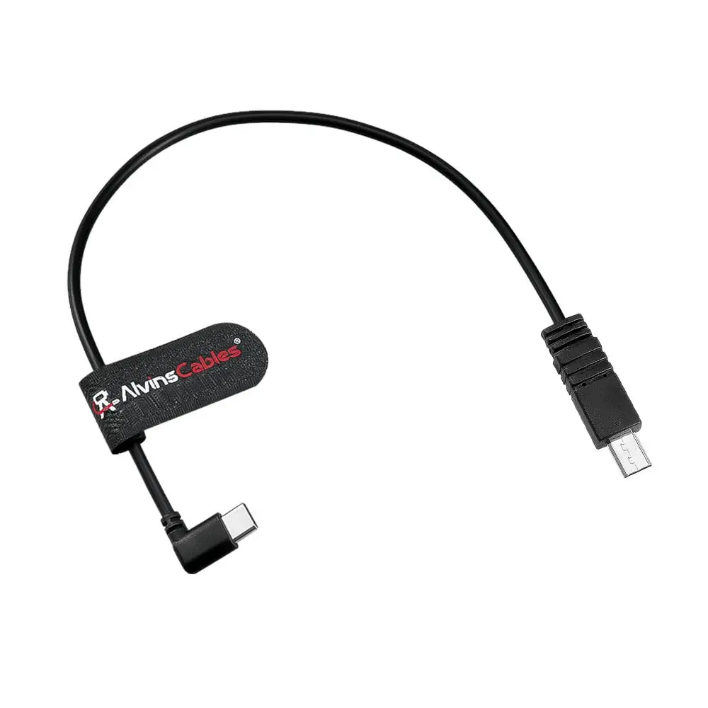 Alvin's Cables Multi-USB to USB-C Control Cable for DJI SC2 Mini, Right Angle Type-C to Multi USB Run Stop Cable for Sony A6300