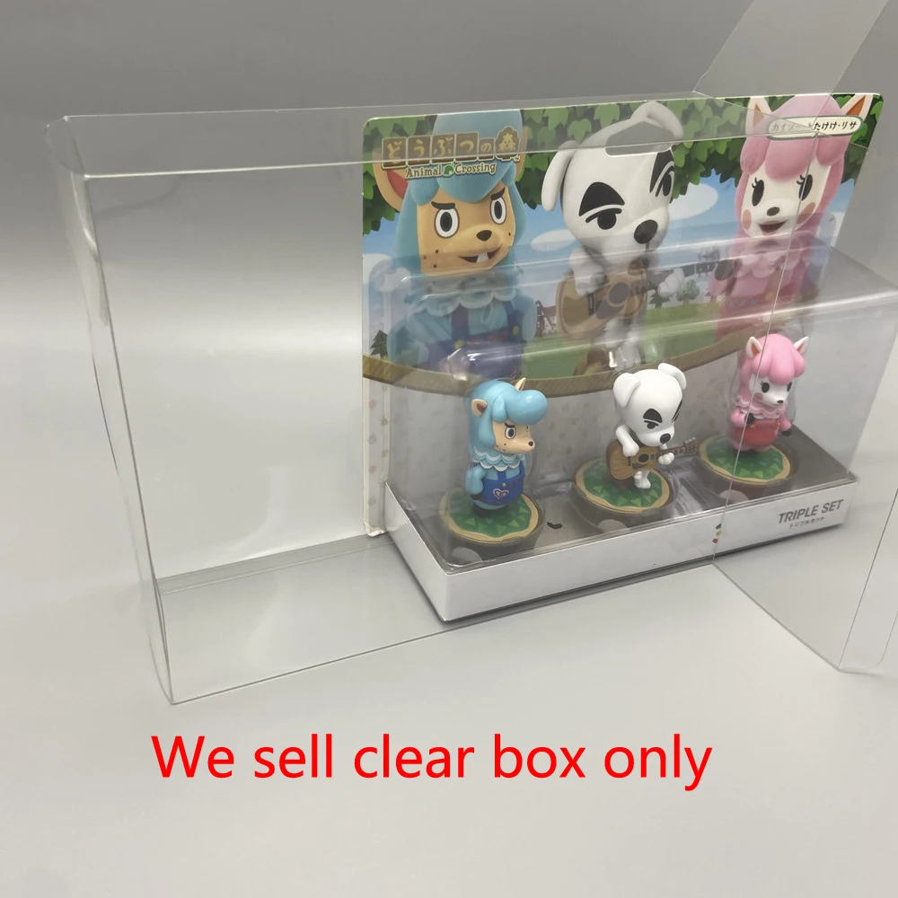 

10pcs PET protective box For Animal Forest amiibo triple set transparent display box storage box collection box