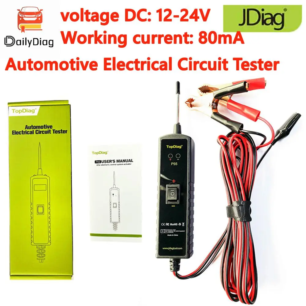 Topdiag P55 Automotive Electrical Wiring Tester 12-24V Current Analyzer Test Ground detection Trace and locate short circuits