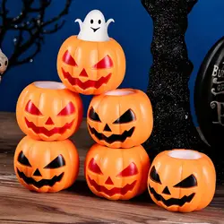 5pcs Halloween Pumpkin Ghost Skull Headed Bat Extrusion Decoration Props Decompression Thermoplastic Rubber Squeeze Bouncy Toy