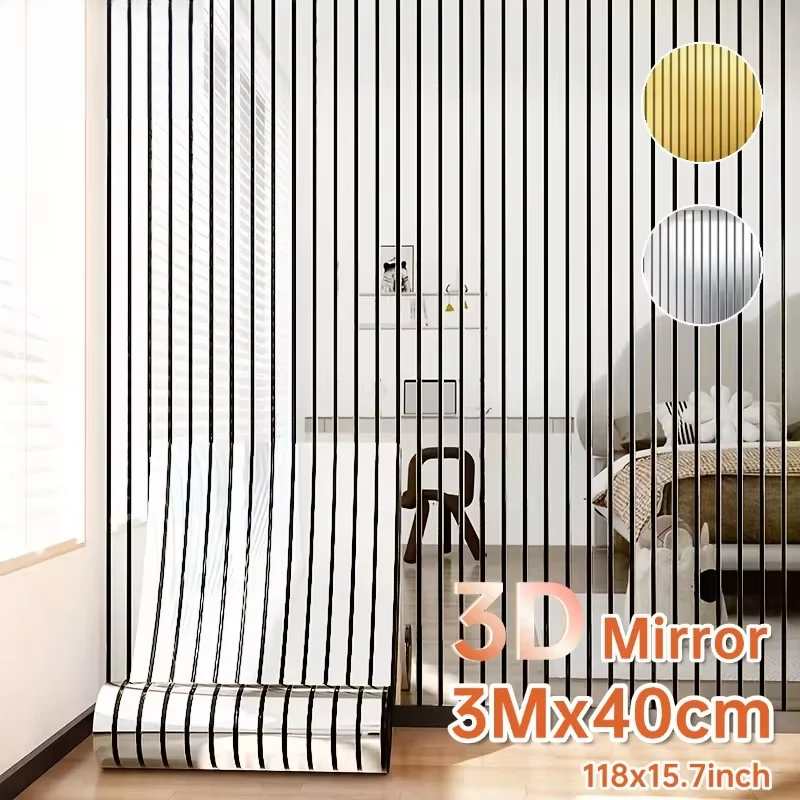 Home Decor Grille Style Mirror Peel and Stick Wallpaper Fine Seam Glossy 3D Wallpapers Glossy Thick Foam Bedroom Wall Stickers