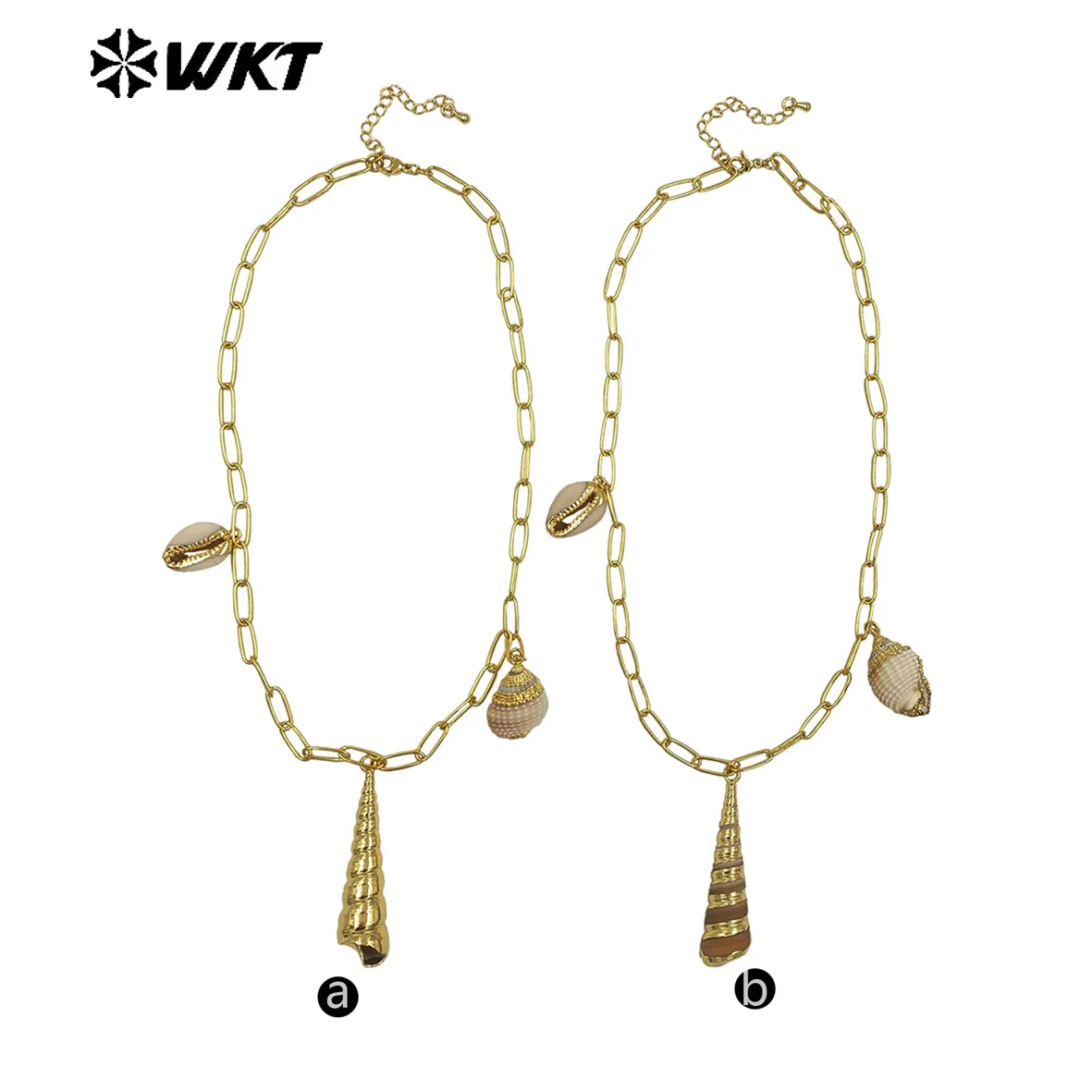 

WT-JN317 Newest Arrival Women Necklace With Three Natural Shell Charms 18K Gold Plated Chain Unique Jewelry For Party Gift