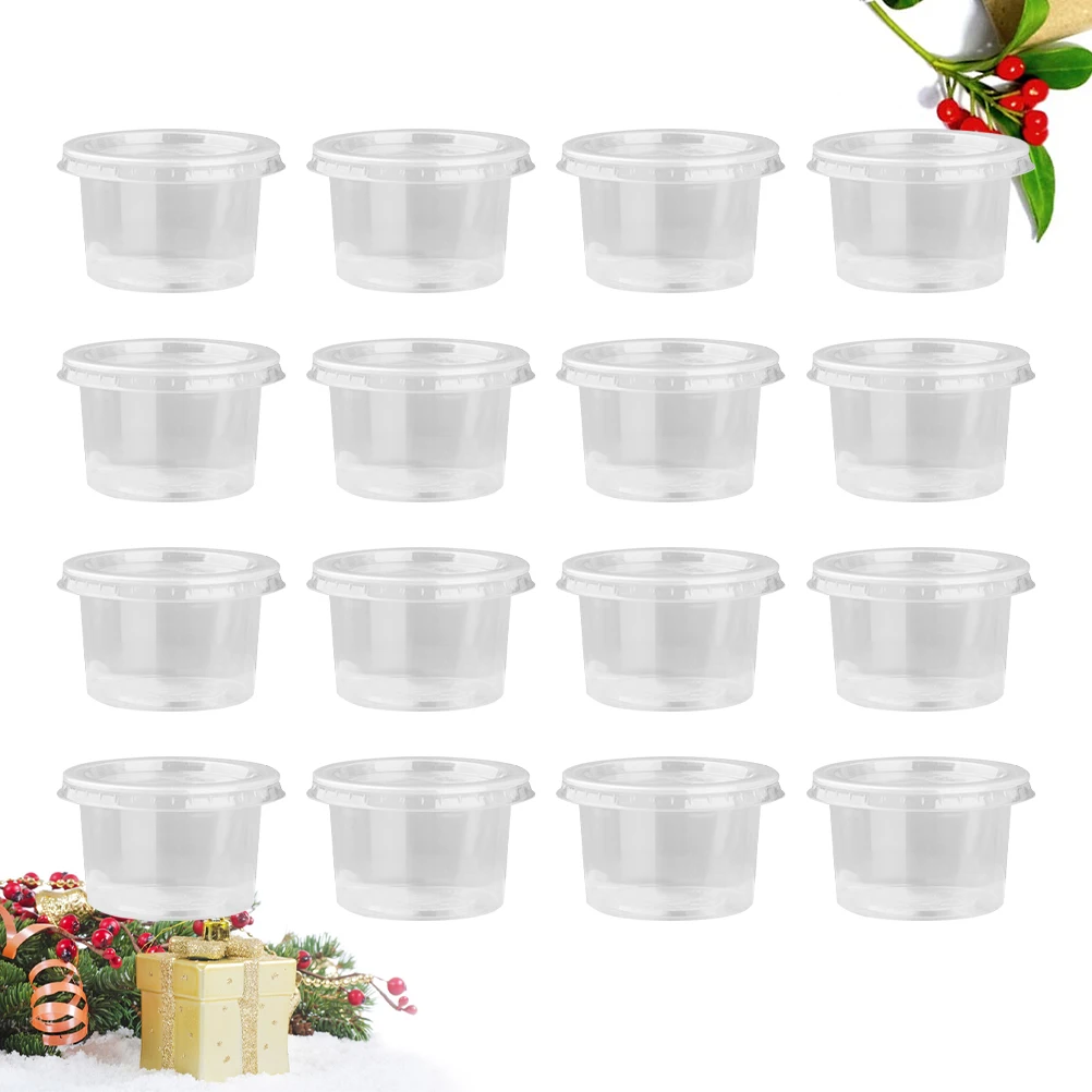 

50pcs Jelly Cup Pudding Yogurt Food Containers Portion Mousses Ice Cream Disposable Clear Plastic Lids Anti Leak Safe Storage
