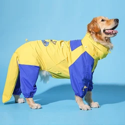 Dog Raincoat Printed Waterproof Raincoat Medium and Large Dogs All Inclusive Pet Clothes Big Dogs Four Legged Coat Pet Raincoat