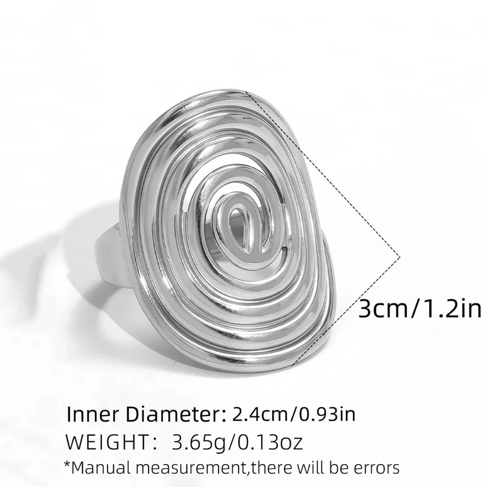 Stainless Steel 18K Gold Plated Rings Irregular Geometric Closed Ring Waterproof Spiral Design Hollow Layered Rings Daily Wear