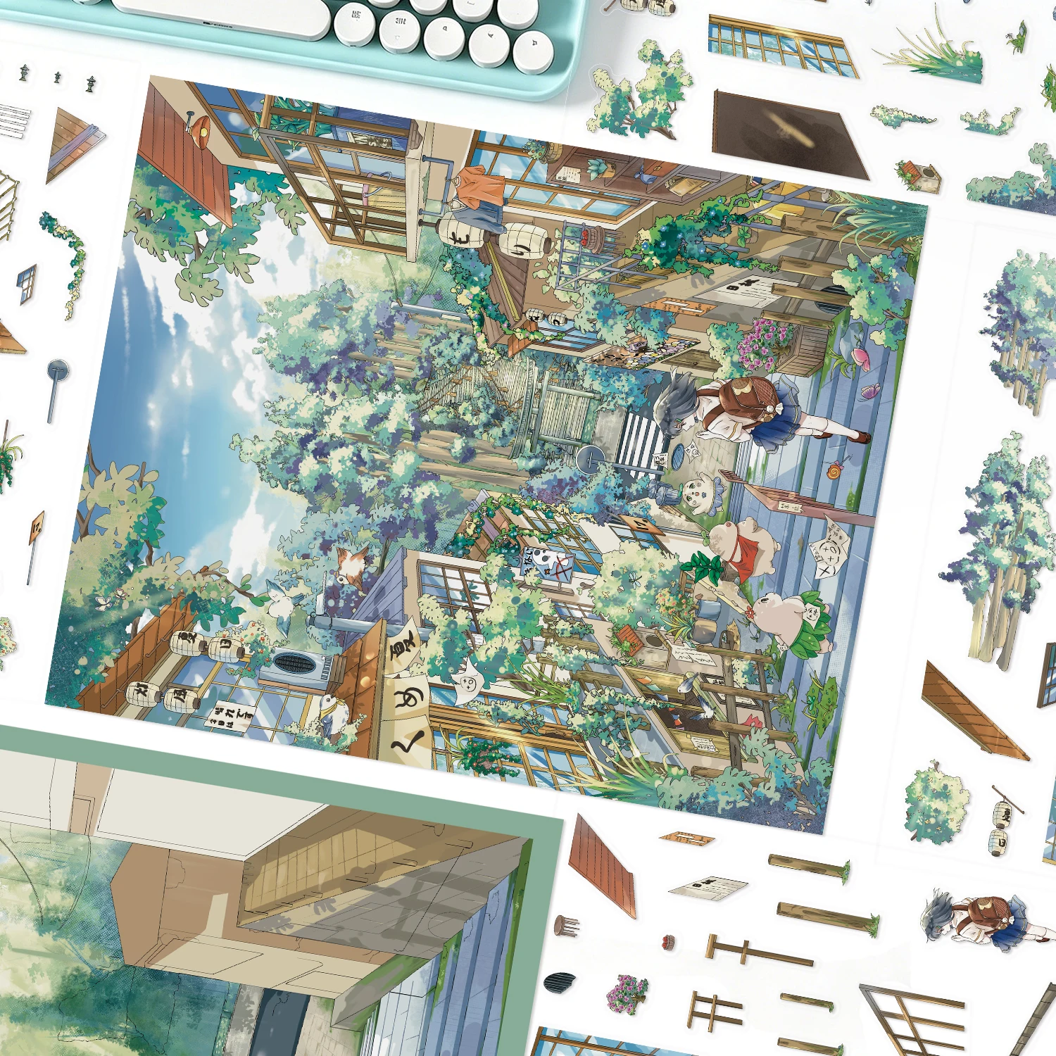 1 Set Summer Forest Town 3D street view Landscape Sticker DIY Cabin Scene Festival Gift Stickers