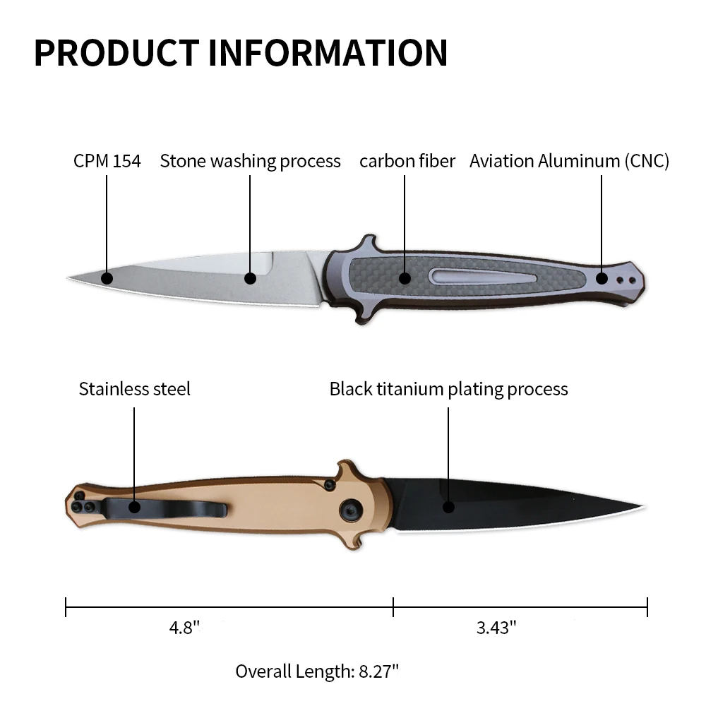 KS Knife 7150 Tactical Folding Knives CPM154 Blade Outdoor Pocket Self-defense Hunting Combat Knife Multi Tools EDC Pocketknives