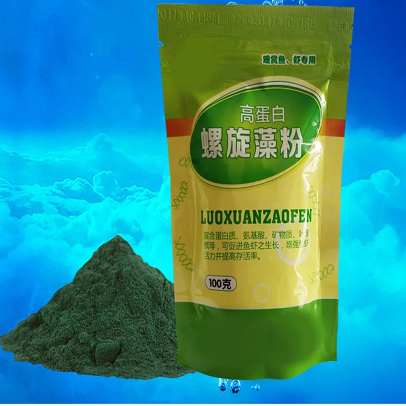 100/50g Ornamental Shrimp Open Feed Algae Fish Forages Spirulina Powder Bottle Healthy Ocean Nutrition Catfish Foods Supplies