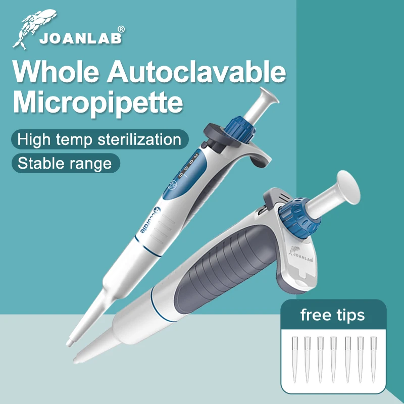 JOANLAB Laboratory Pipette Autoclavable Digital Adjustable Micropipette Lab Equipment With Pipette Tips