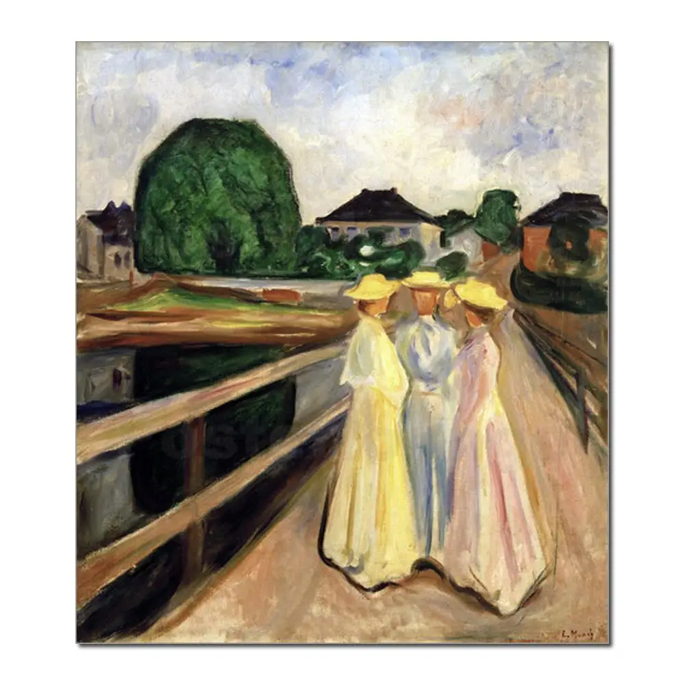 

Girls on the pier by Edvard Munch Canvas art Painting High quality Hand painted
