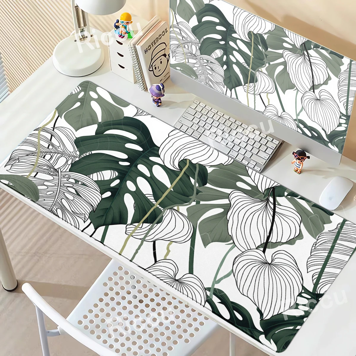 Monstera deliciosa Patter Mousepad, grüne tropische Pflanzen, Blätter, Schreibtischunterlage, Pflanzen-Mousepad, HD-Büro, große Matten, XXL, PC-Zubehör
