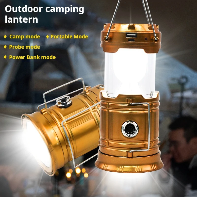 Solar Camping Light Portable Rechargeable Foldable Outdoor Searchlight Multifunctional Camping Lighting